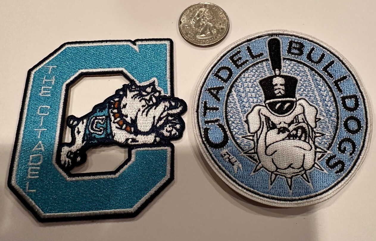 (2)-Citadel Bulldogs Vintage Style Embroidered Iron-On Patches.  Beautiful!