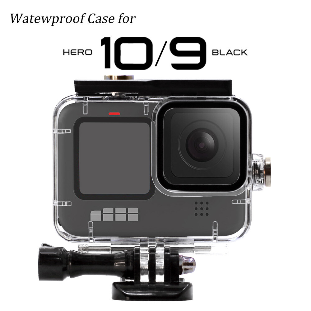 Waterproof Case Housing for GoPro Hero 9 or 10 - Black Action Camera Support