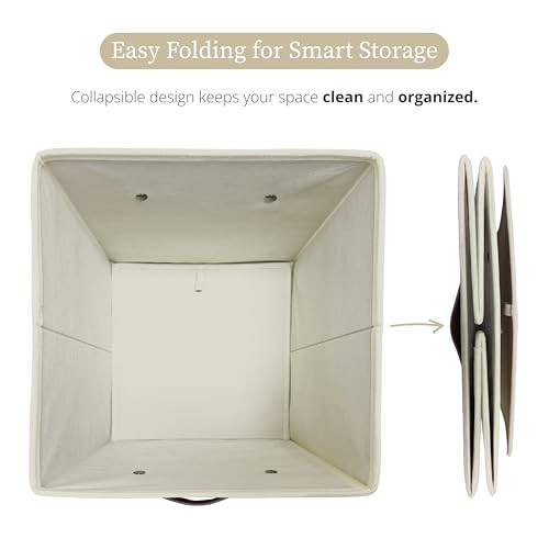 Storage Bins, Cube Storage Bin with Labels, Fabric Cube 11" / 6pcs Beige