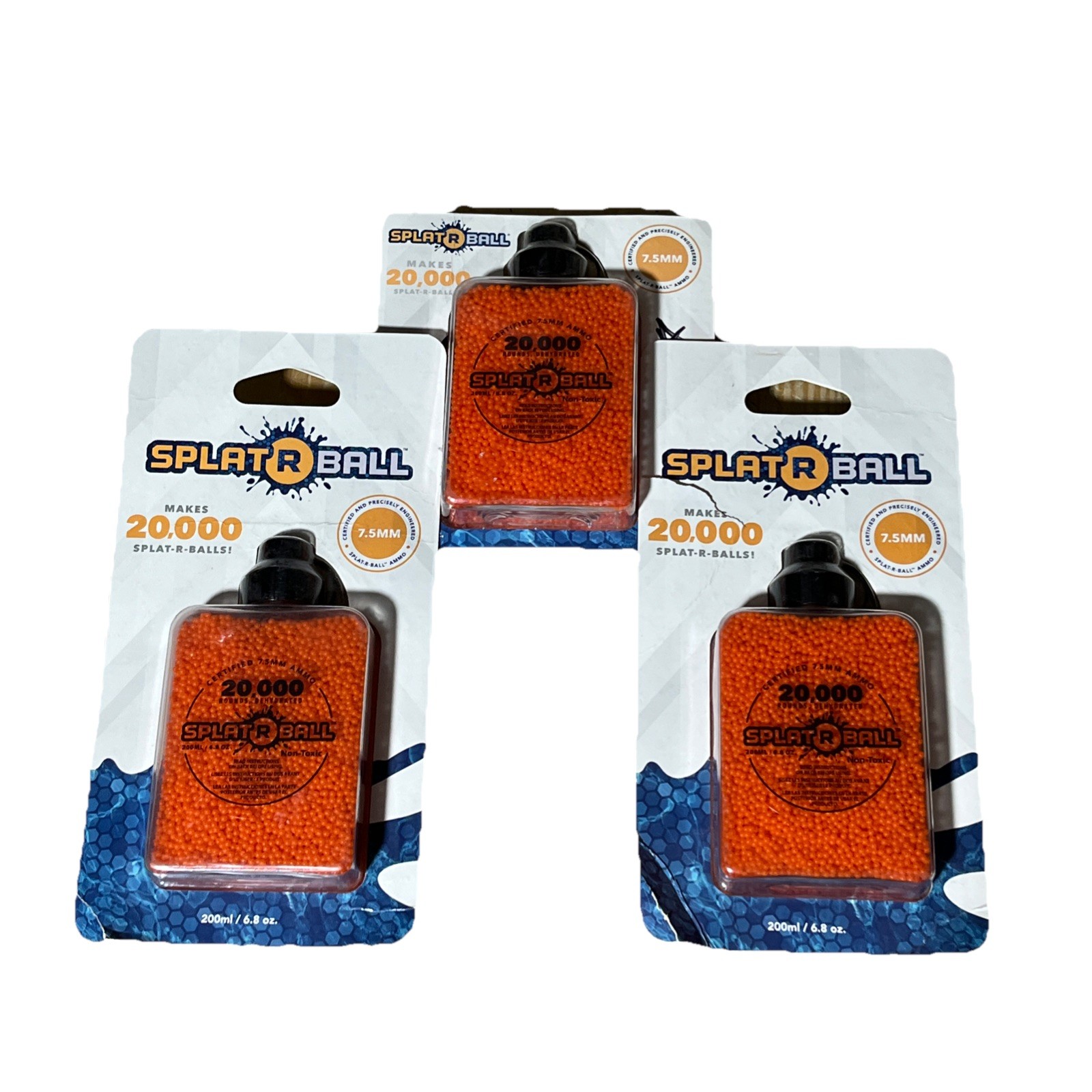 3 New Sealed SplatRball 20,000 Rounds 7.5mm Orange Balls Certified Splat-R-Ball