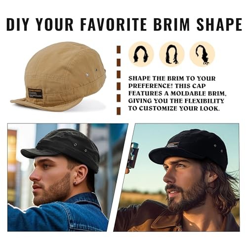 Short Brim Baseball Cap 5 Panel Hat Soft Short Bill One Size Dy09-khaki