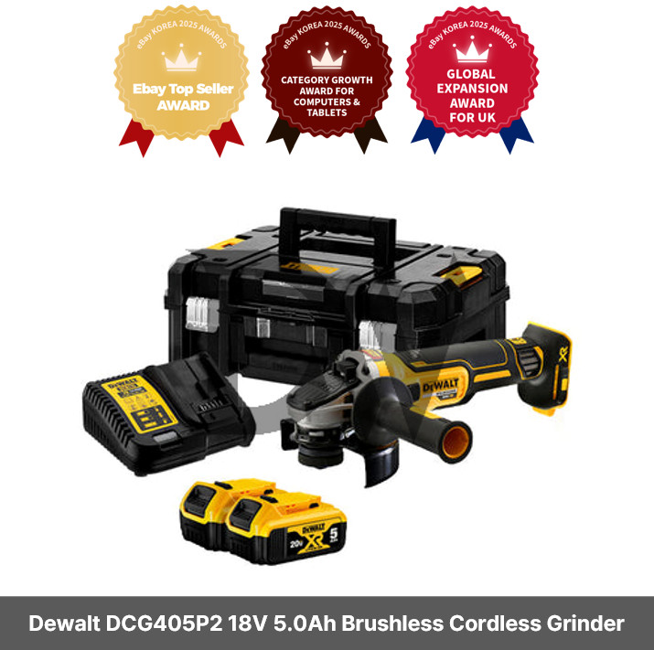 Dewalt DCG405P2 18V 5.0Ah Brushless Cordless Grinder / 2 Batteries+Charger+Case