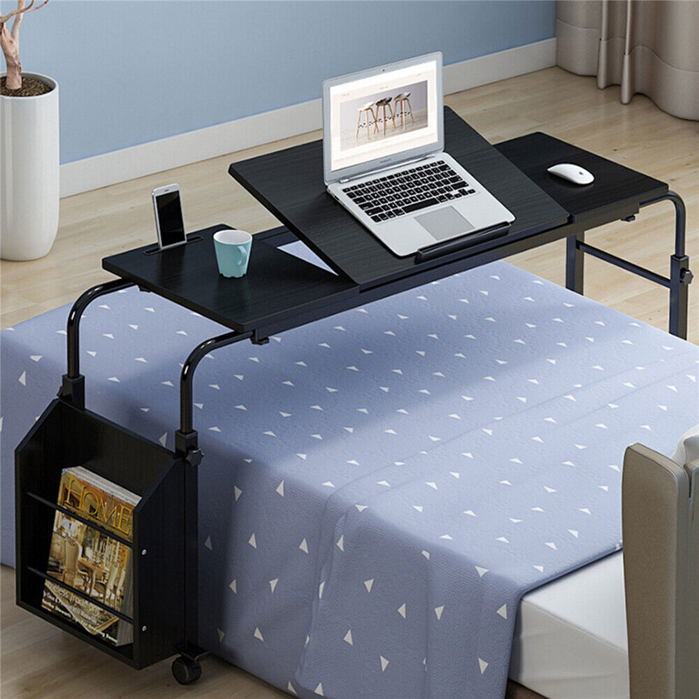 Rolling Laptop Desk Cart Computer Table Notebook Stand Tray Over Bed Home Rack~
