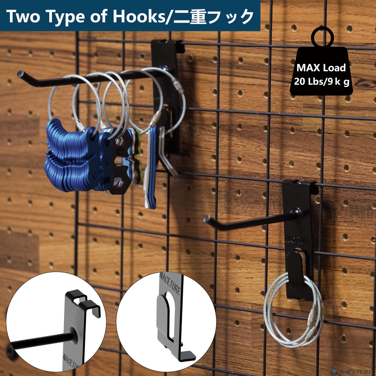Double Gridwall Hooks- 24 Pcs Display Hooks for Grid Wall Panel- Grid Wall Ho...