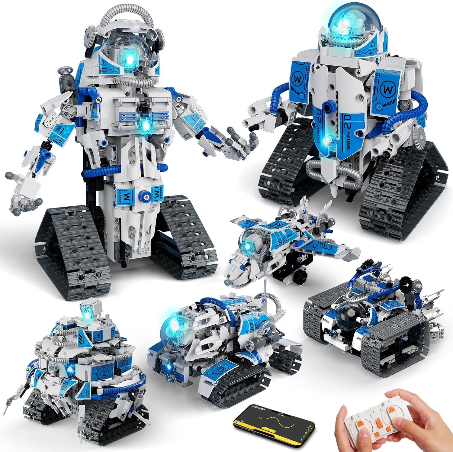 6 in 1 STEM Robot Building Kit, 780 PCS APP & Remote Control Space Robot Toys fo