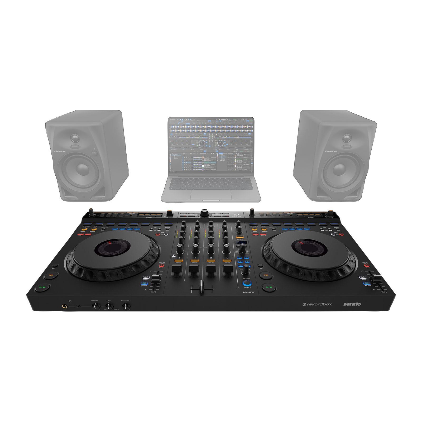 AlphaTheta DDJ-GRV6 4 Channel DJ Controller w 12" Speakers Package