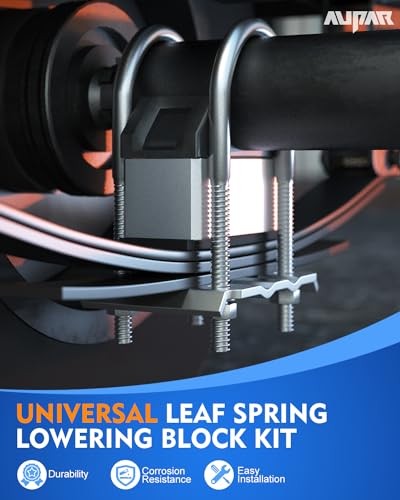 Universal Leaf Spring Lowering Block Kit, Heavy Duty Steel Lowering 4 INCH