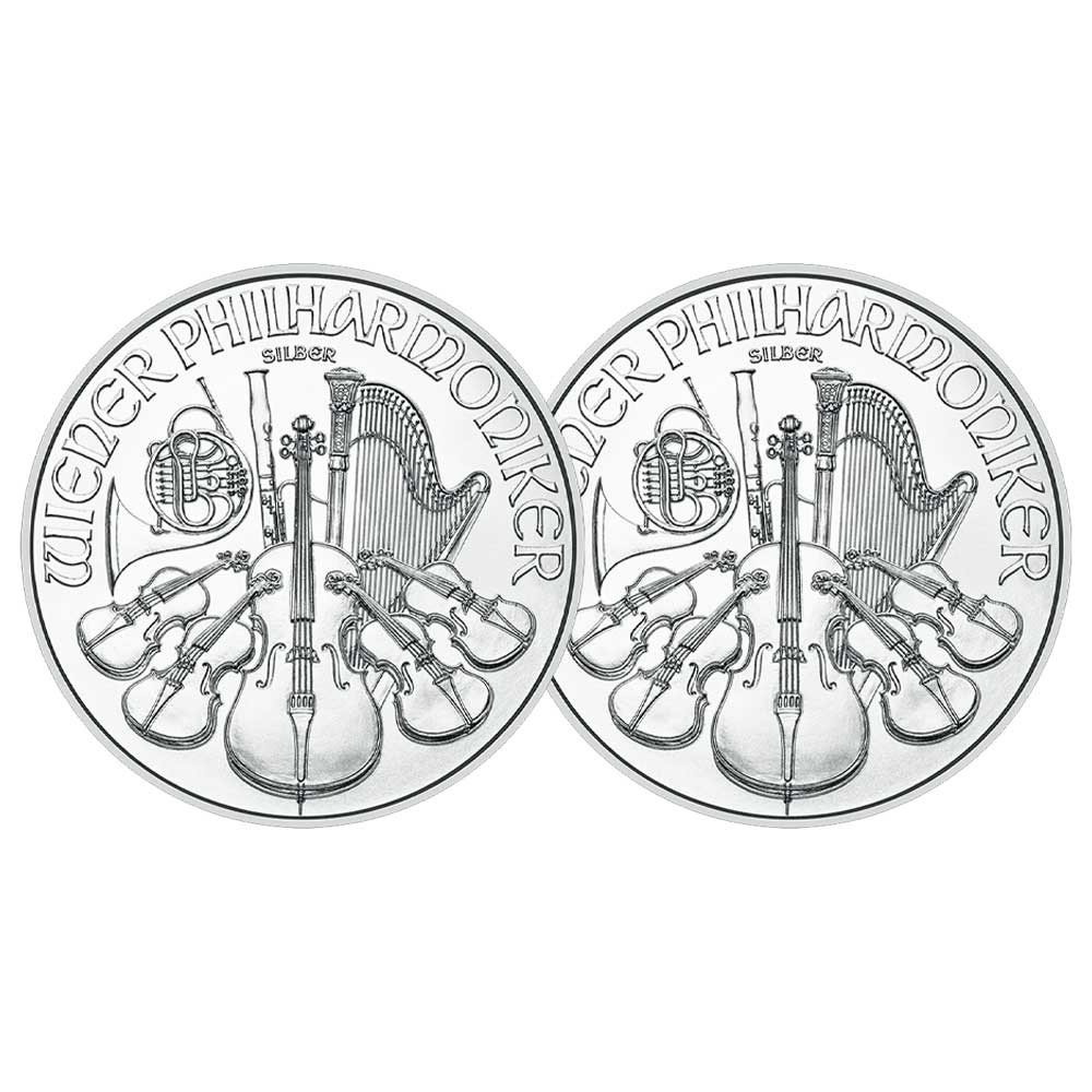 Lot of 2 - 2026 1.50 Euro Silver Austrian Philharmonic 1 oz BU