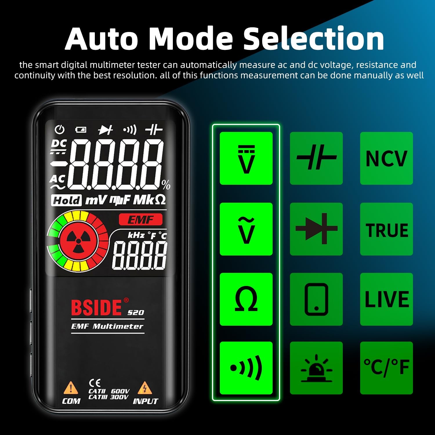 BSIDE Rechargeable S20 with EMF Detector, Detector