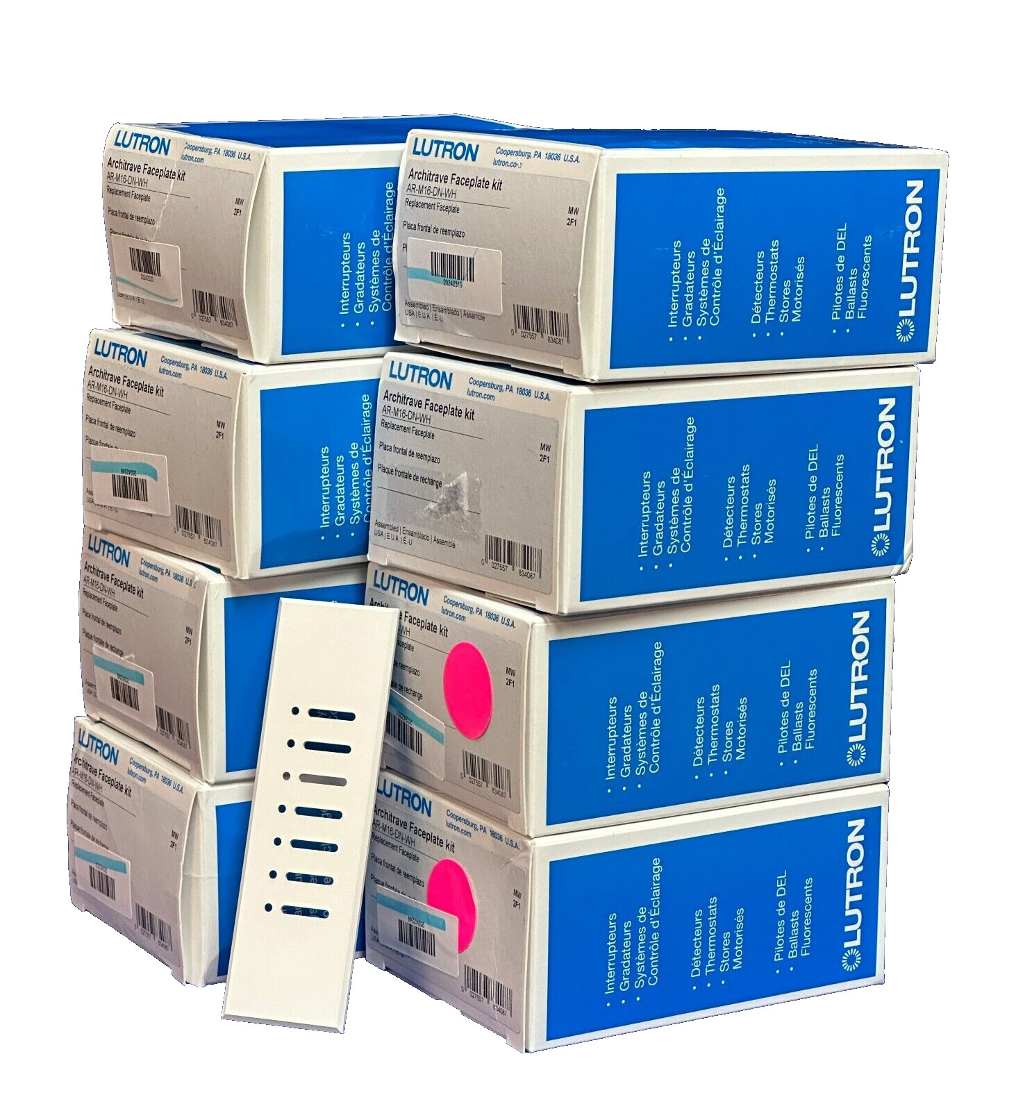 LUTRON ARCHITRAVE FACEPLATE KIT AR-M16-DN-WH, Replacement-White-Lot of 8-NEW