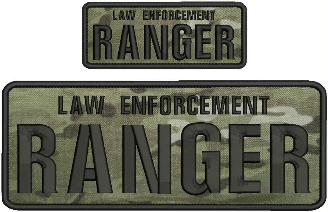 Law enforcement ranger embroidery Patches 4x10 and 2x5 hook ON BACK multicam