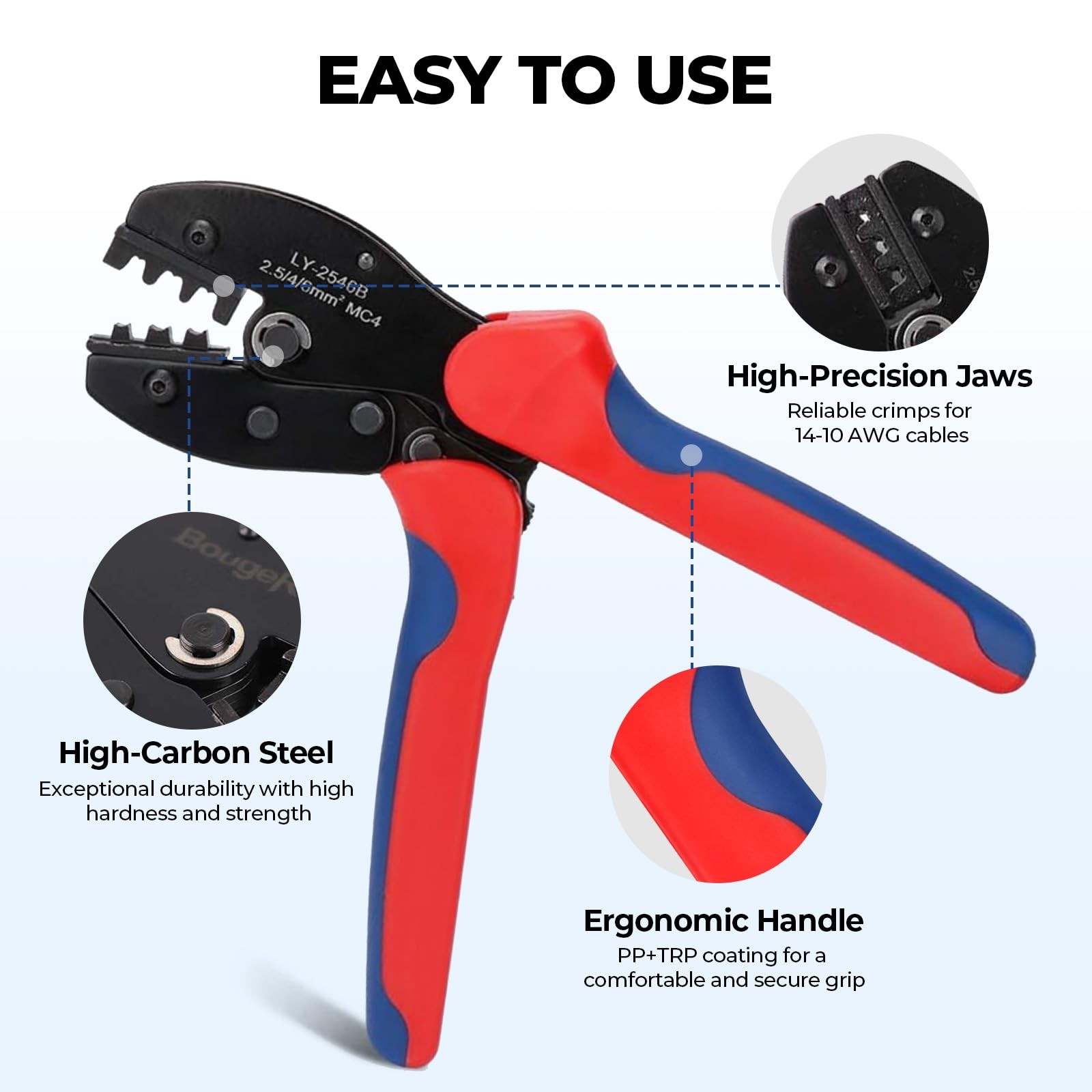 Solar Crimper Tool Kit Crimper, 6 Pairs Connectors, 2 Spanners