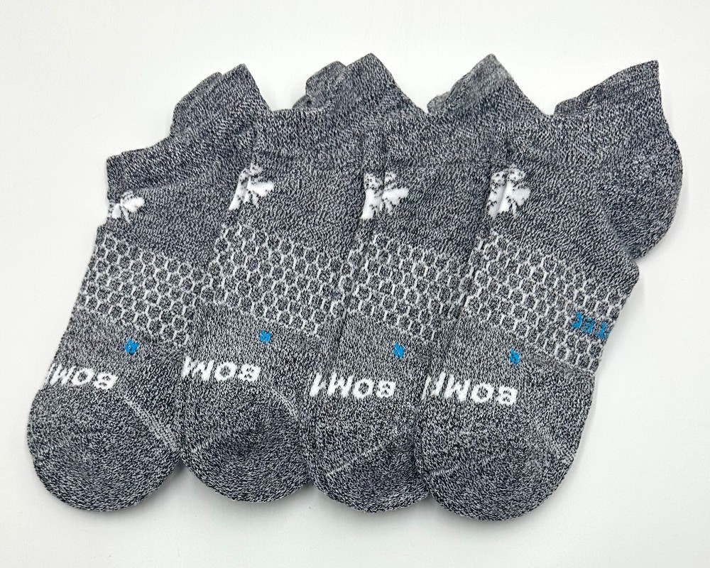 4 Pairs BOMBAS Men's All sports Ankle Socks Cushion Size Large 9.5-13 Grey