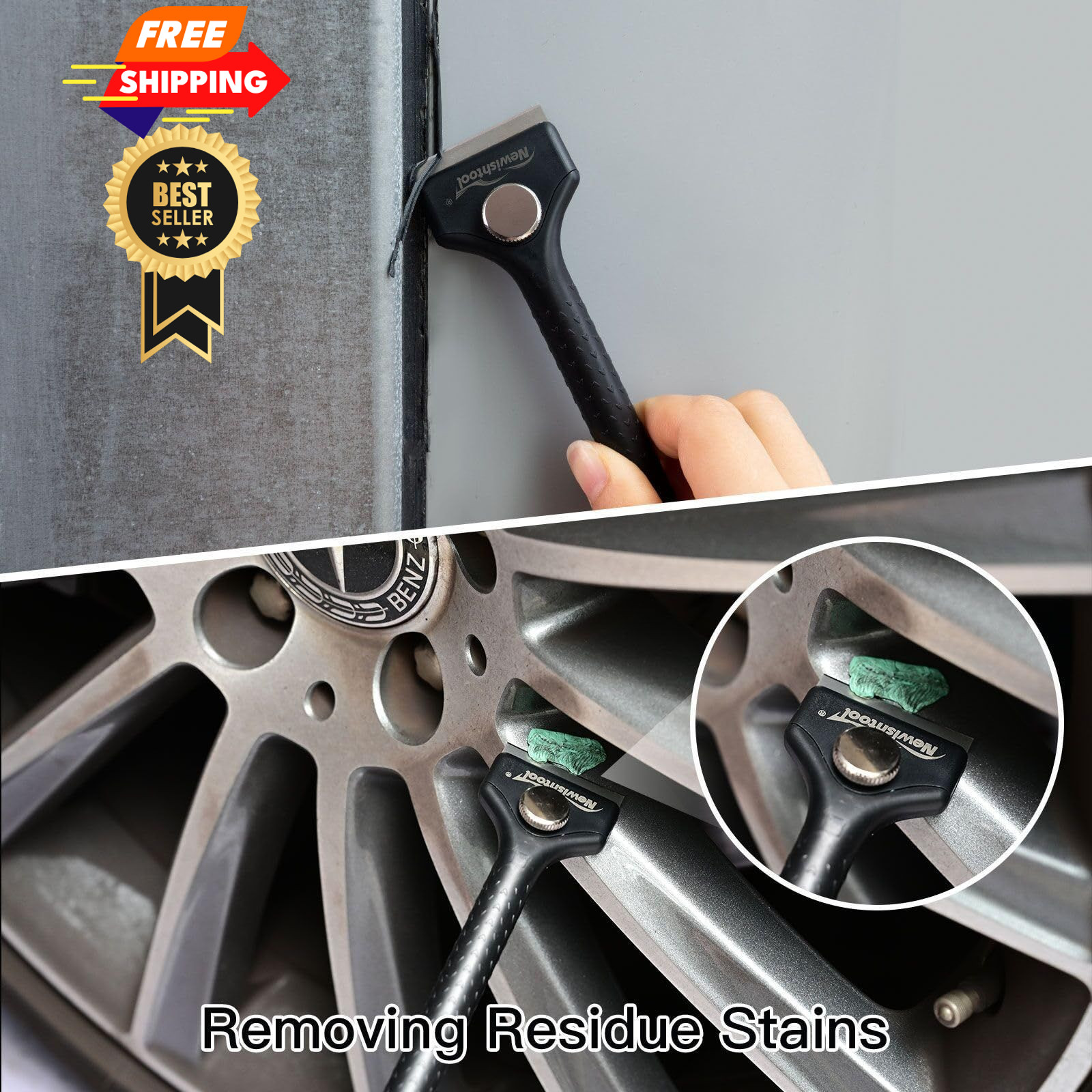 NEWISHTOOL Long Handle Scraper Tool Kit includes 2 Pcs Razor Blade Scraper...