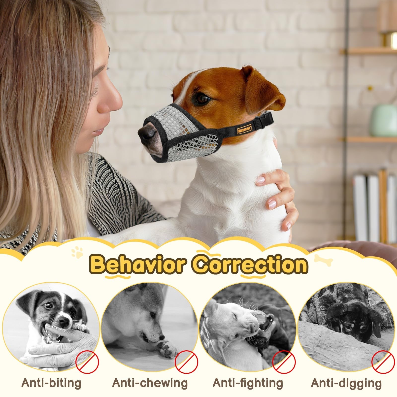 Mayerzon Dog Muzzle for Biting, Patented Soft Breathable Mesh Muzzle for Smal...