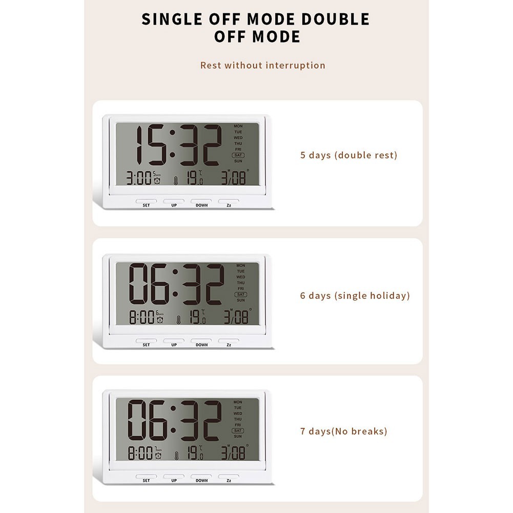 Desktop Electronic Alarm Clock with Transparent Display Temperature Date Week