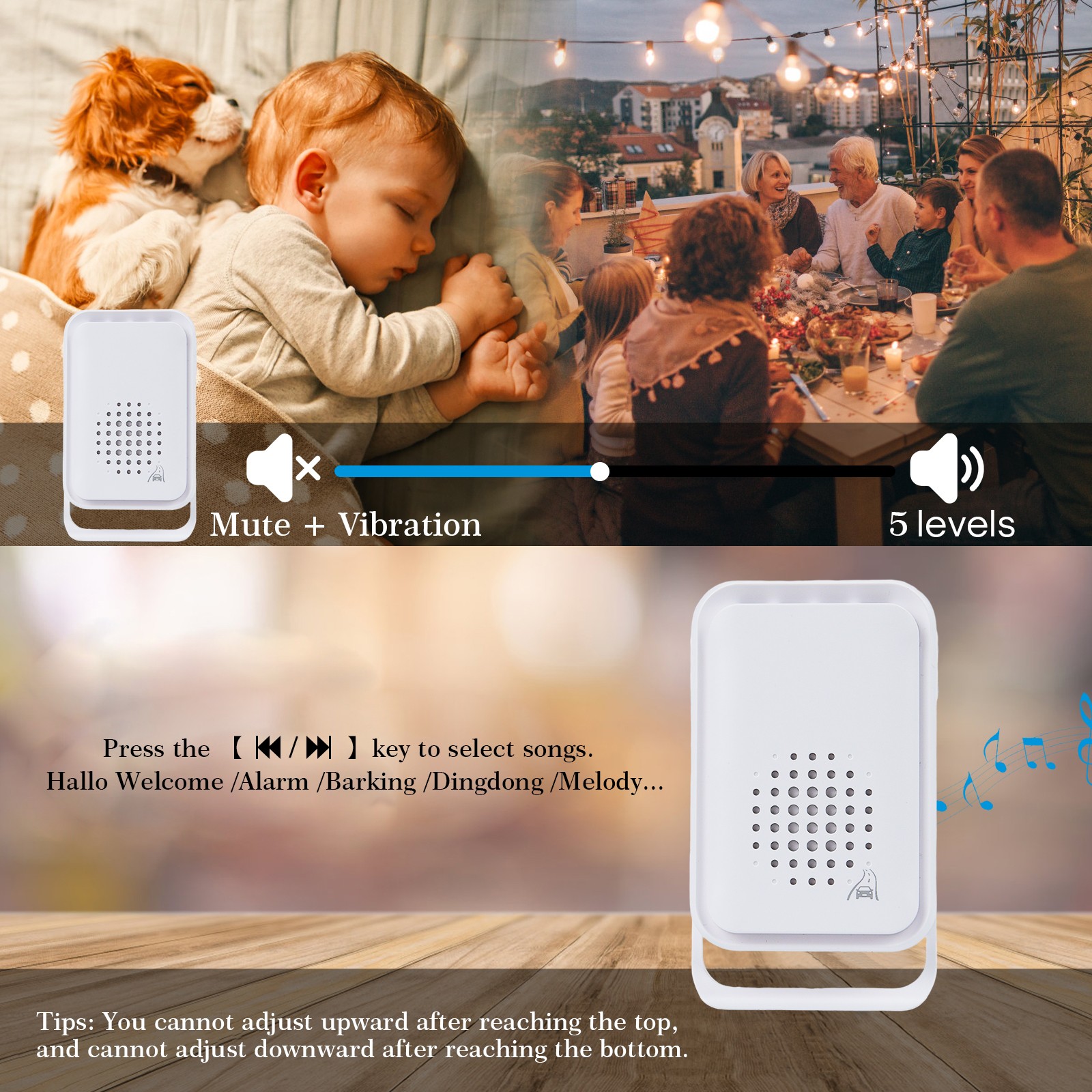 Home Security Driveway Alarm Long Detecting Range Motion Sensor Bell Waterproof
