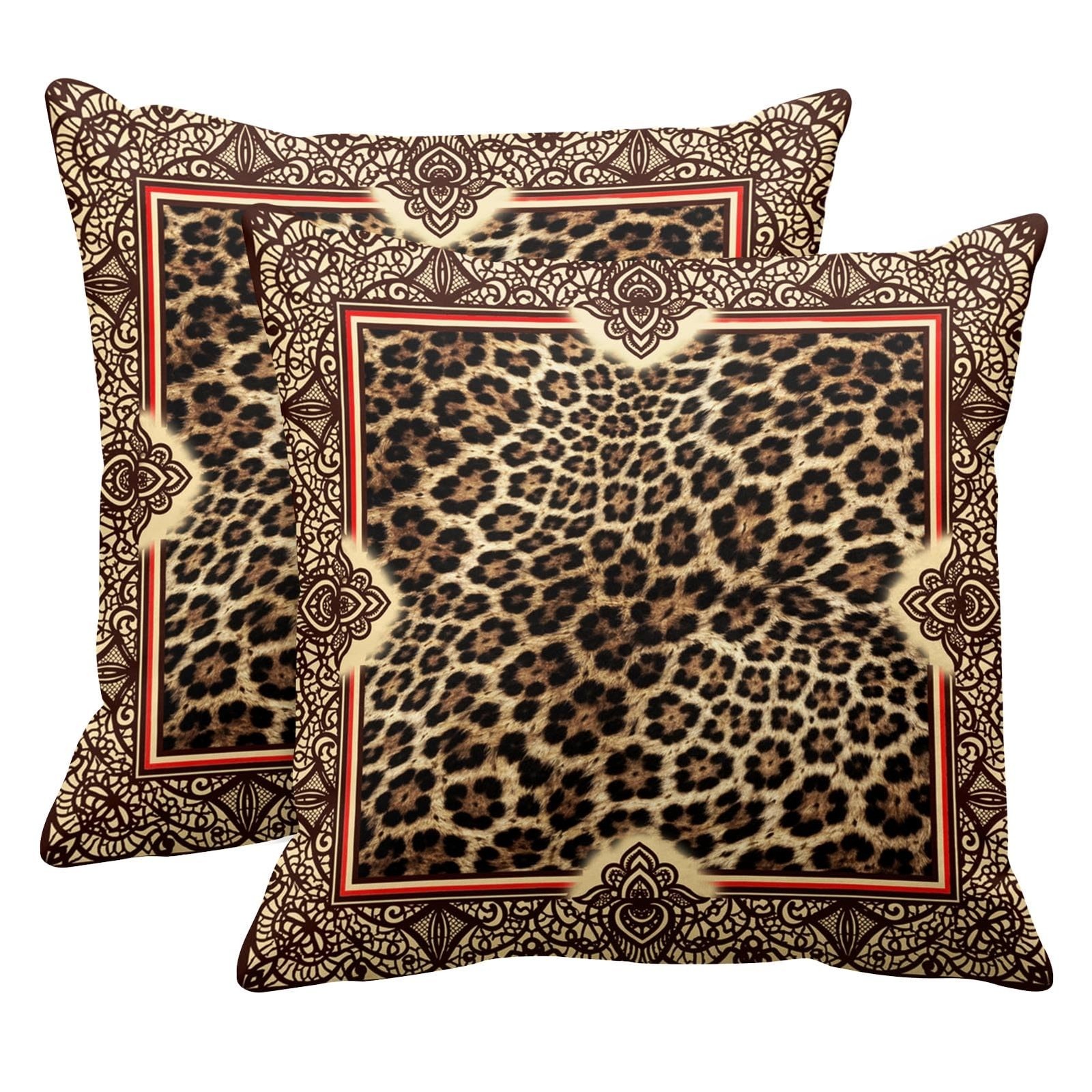 Emvency Set of 2 Throw Pillow Cover Case Beautiful Wild Leo Pattern Leopard S...
