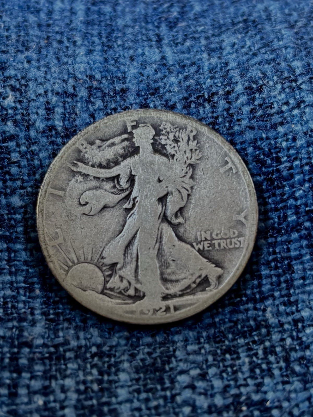 1921 S Walking Liberty Half Dollar Minted In San Francisco- Semi Key Date