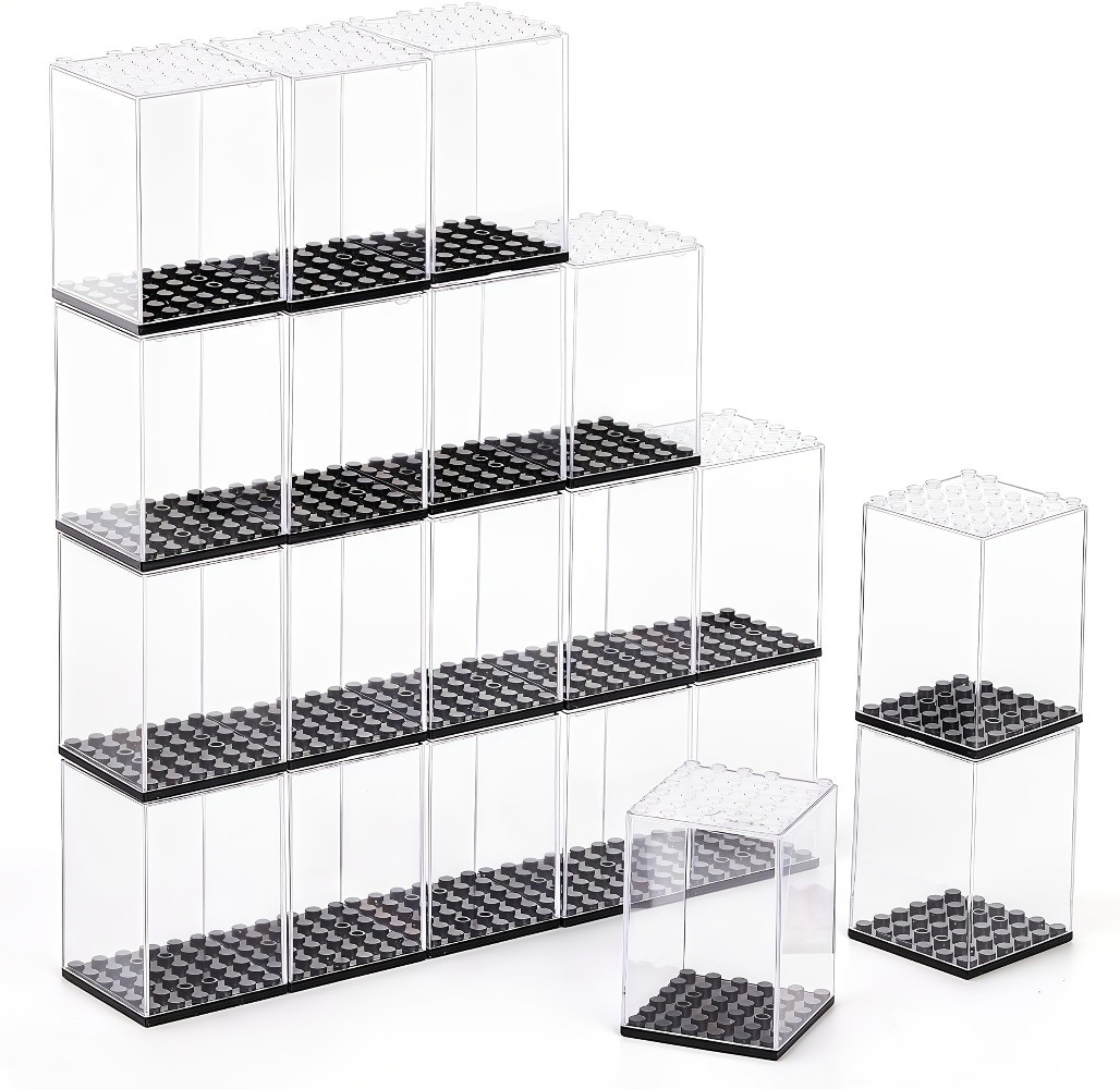 20Pcs Clear Acrylic Minifigure Display Case, Stackable Figure Storage Boxes