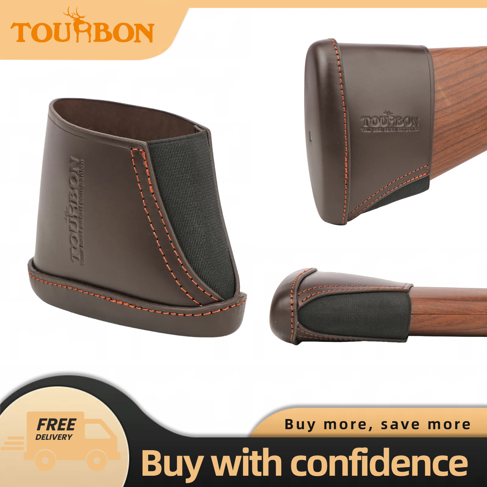 Tourbon Slip-on Recoil Pads Shotgun/Rifle Buttstock Extension Protector Leather