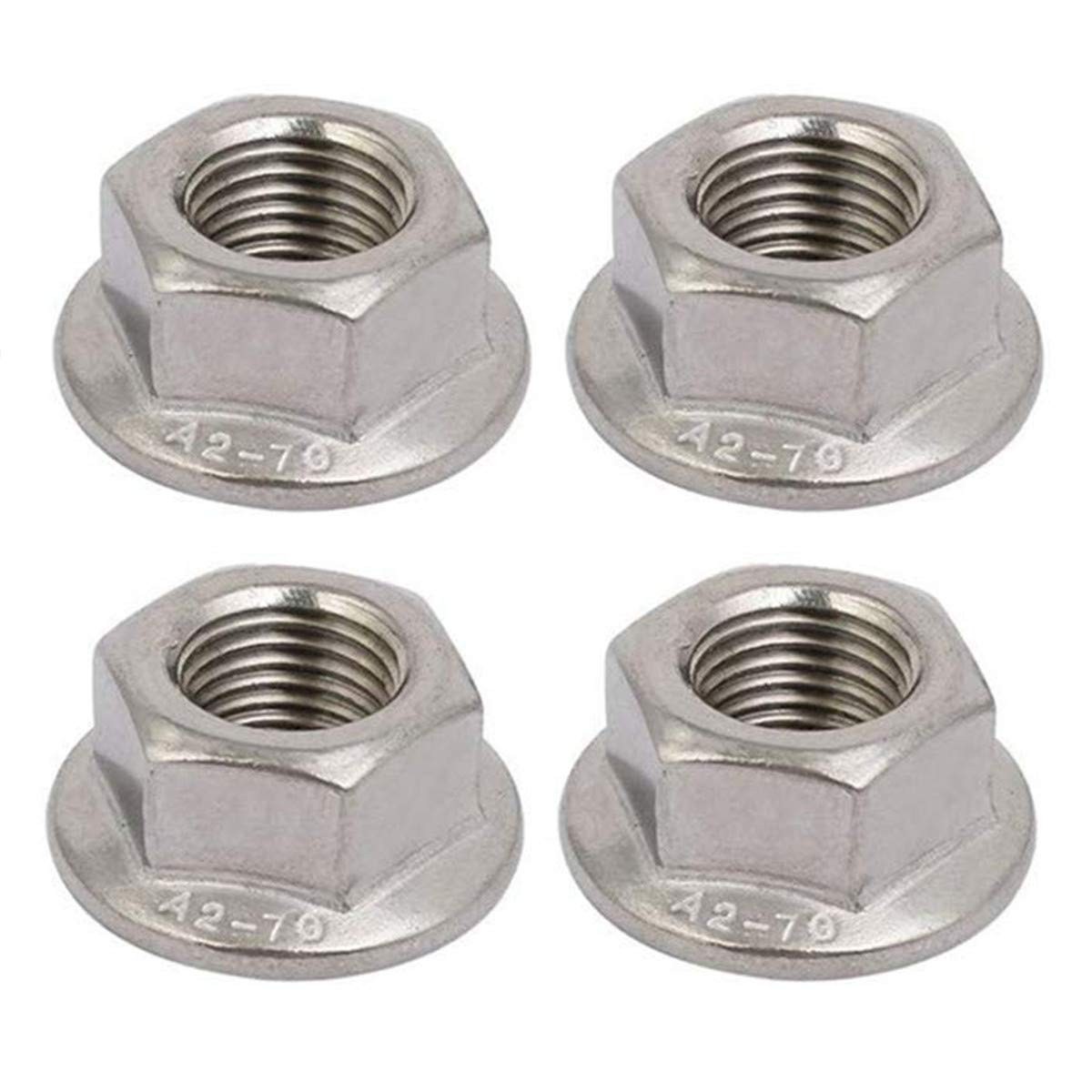 4pcs M12 x 1.25mm Pitch Metric fine Pitch 304 Stainless Steel Hexagonal Flang...