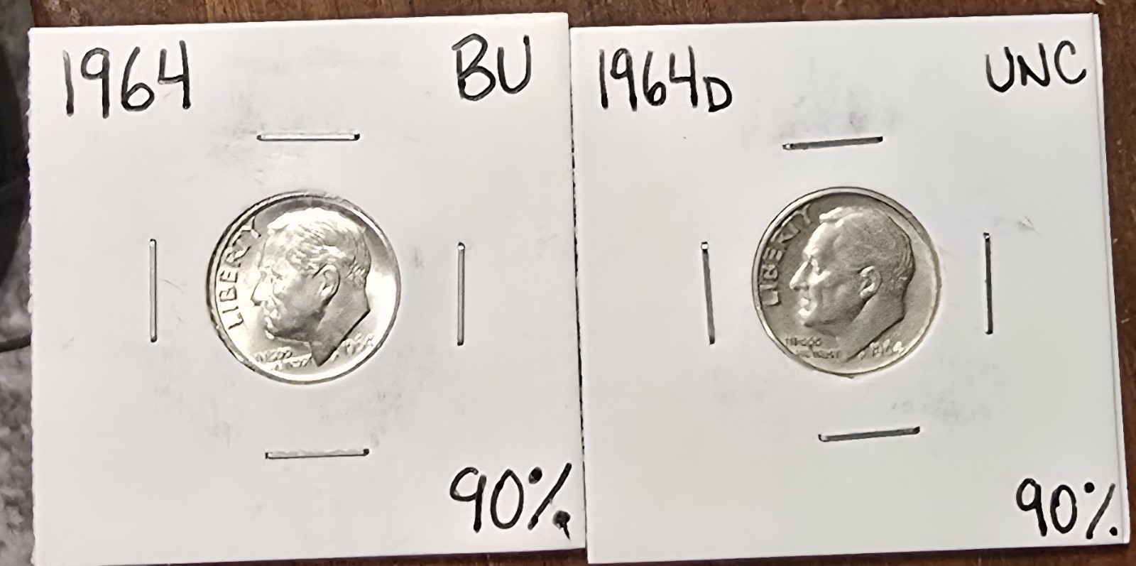 1964 & 1964-D Roosevelt Dimes 90% Silver Philadelphia & Denver #R162