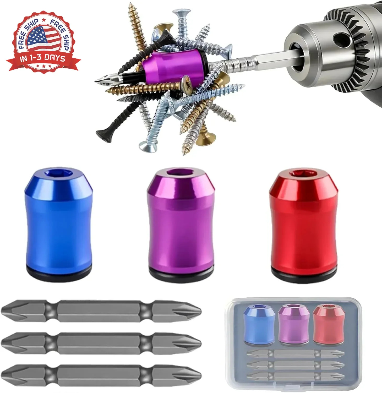 3PCS Strong Magnetic Screw Rings ，3PCS Magnetic Screwdriver，Removable Magnetic S