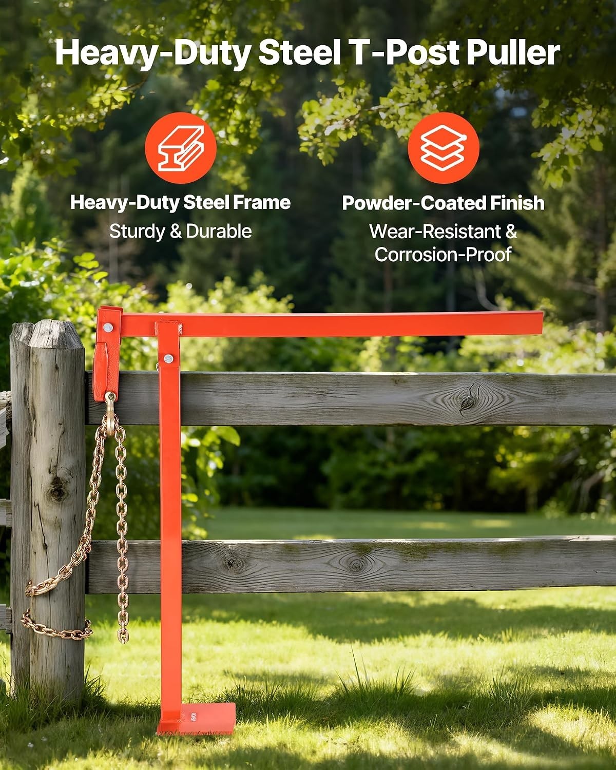 Efficient 36" T Post Puller Tool with Wide Base - Perfect for Stumps & Posts