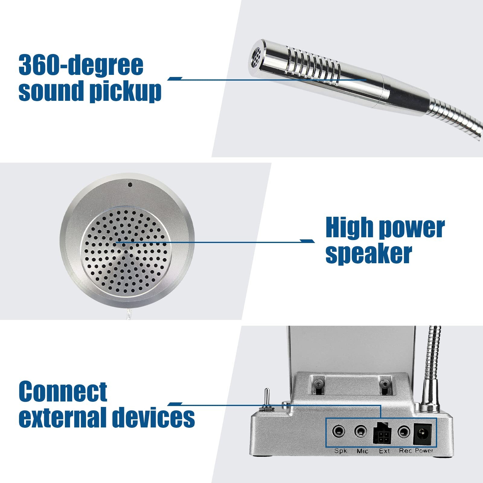 Retekess TW102 Window Microphone Speakers, Window Intercom System, 8M Cable ...