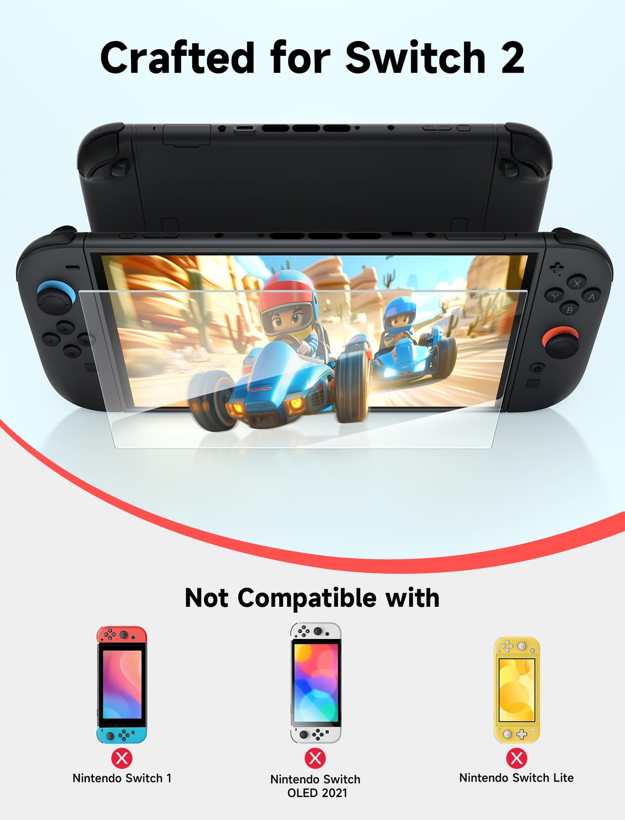 JSAUX 3-Pack Tempered Glass Screen Protector for Nintendo Switch 2 2025 Easy ...