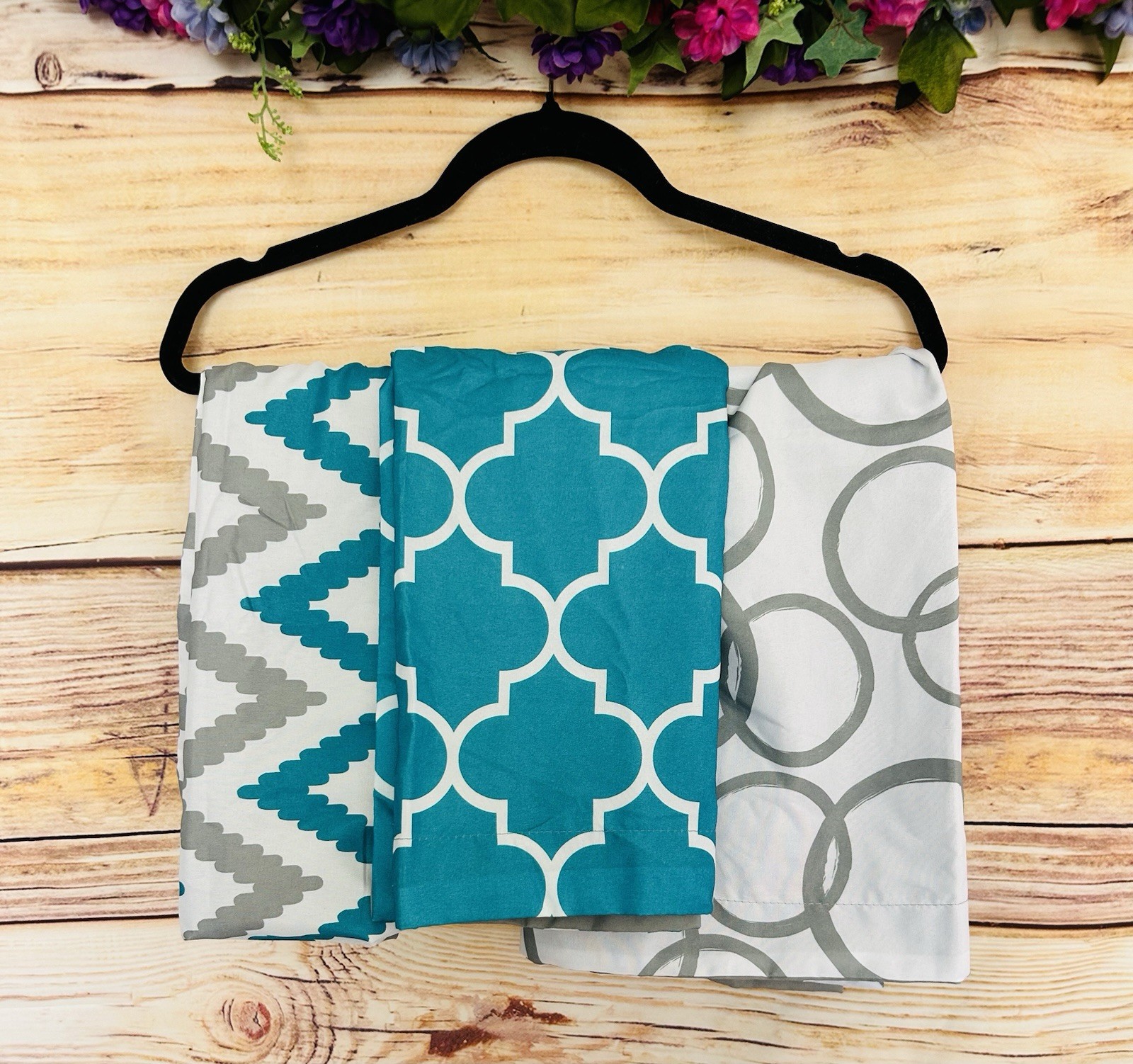 Multicolored Printed Turquoise White Grey 3 Pillowcase Sets 6pk NEW
