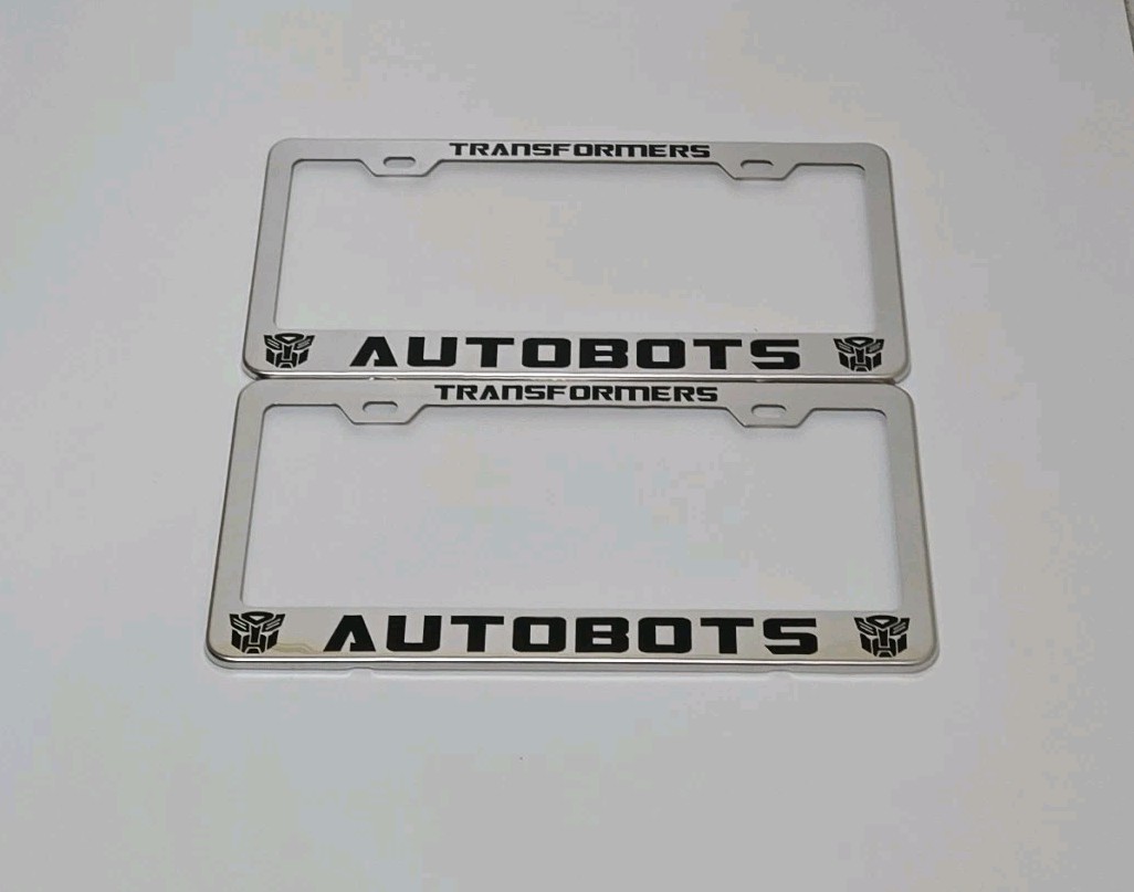 2 pcs -Transformers Autobots- Silver License Plate Frame