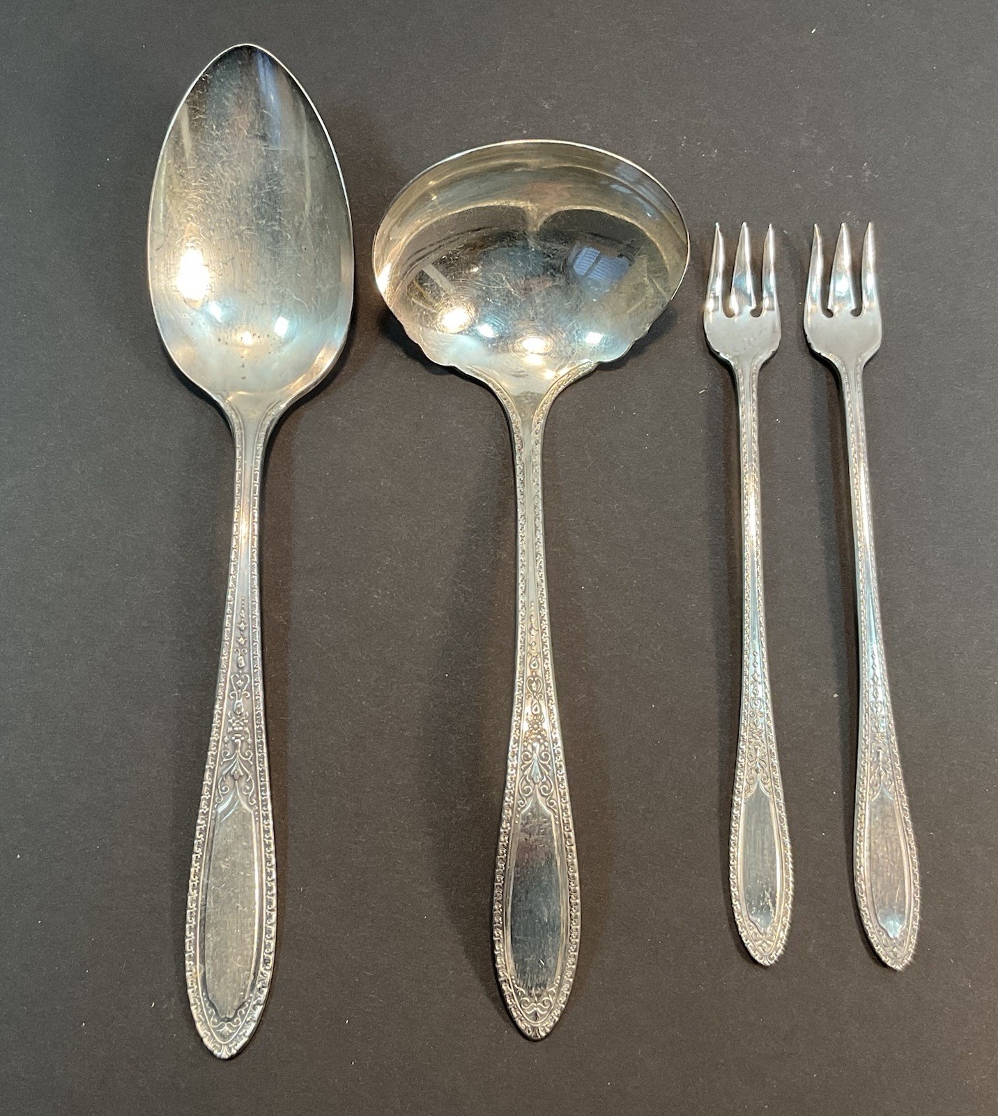 Vtg Ramona-Lakewood-Brentwood Serving Silverplate 1928 Oneida Flatware 4 Pcs