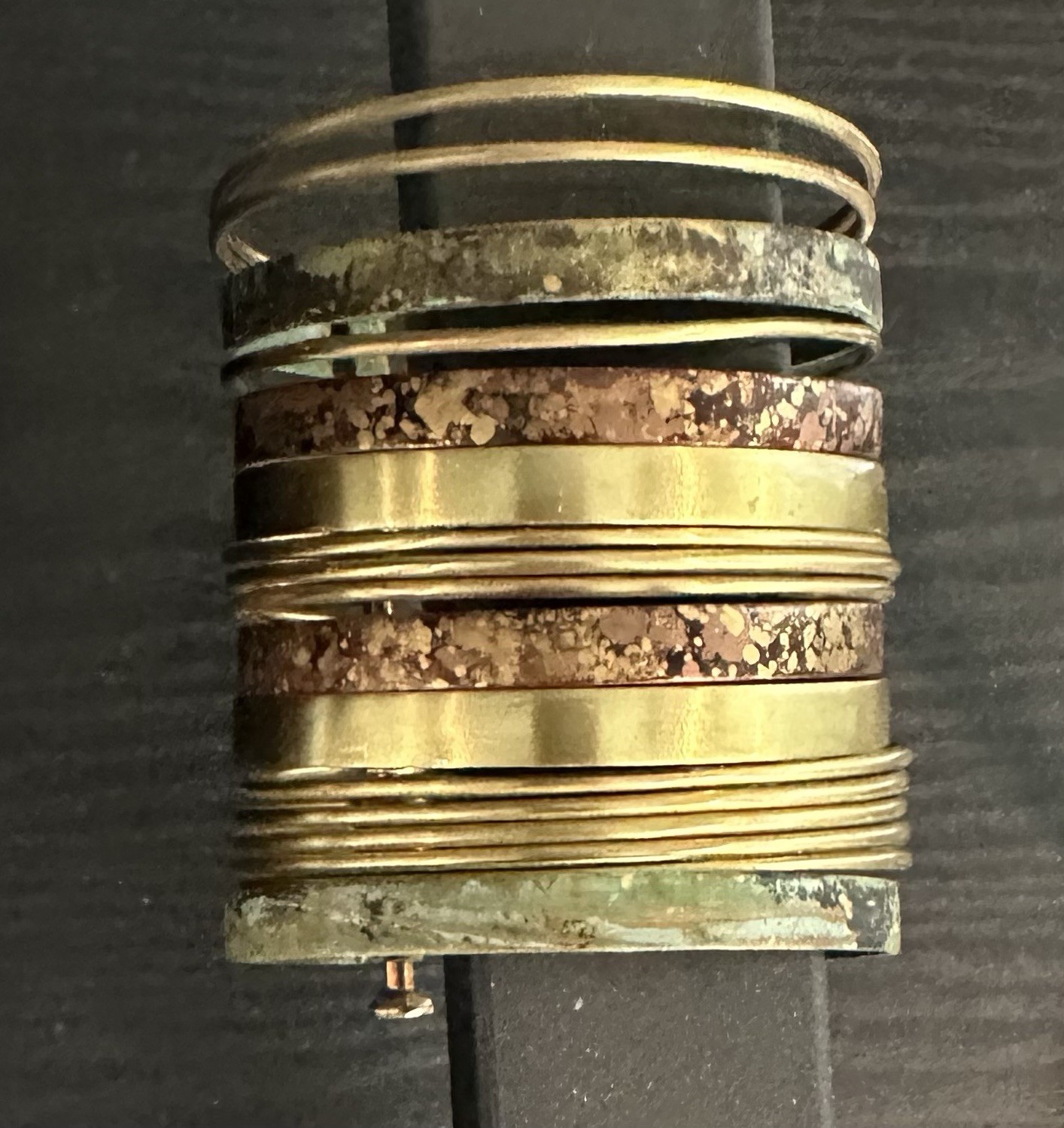Brass Copper Multicolor Bangle Cuff Bracelet Greenish And Brown