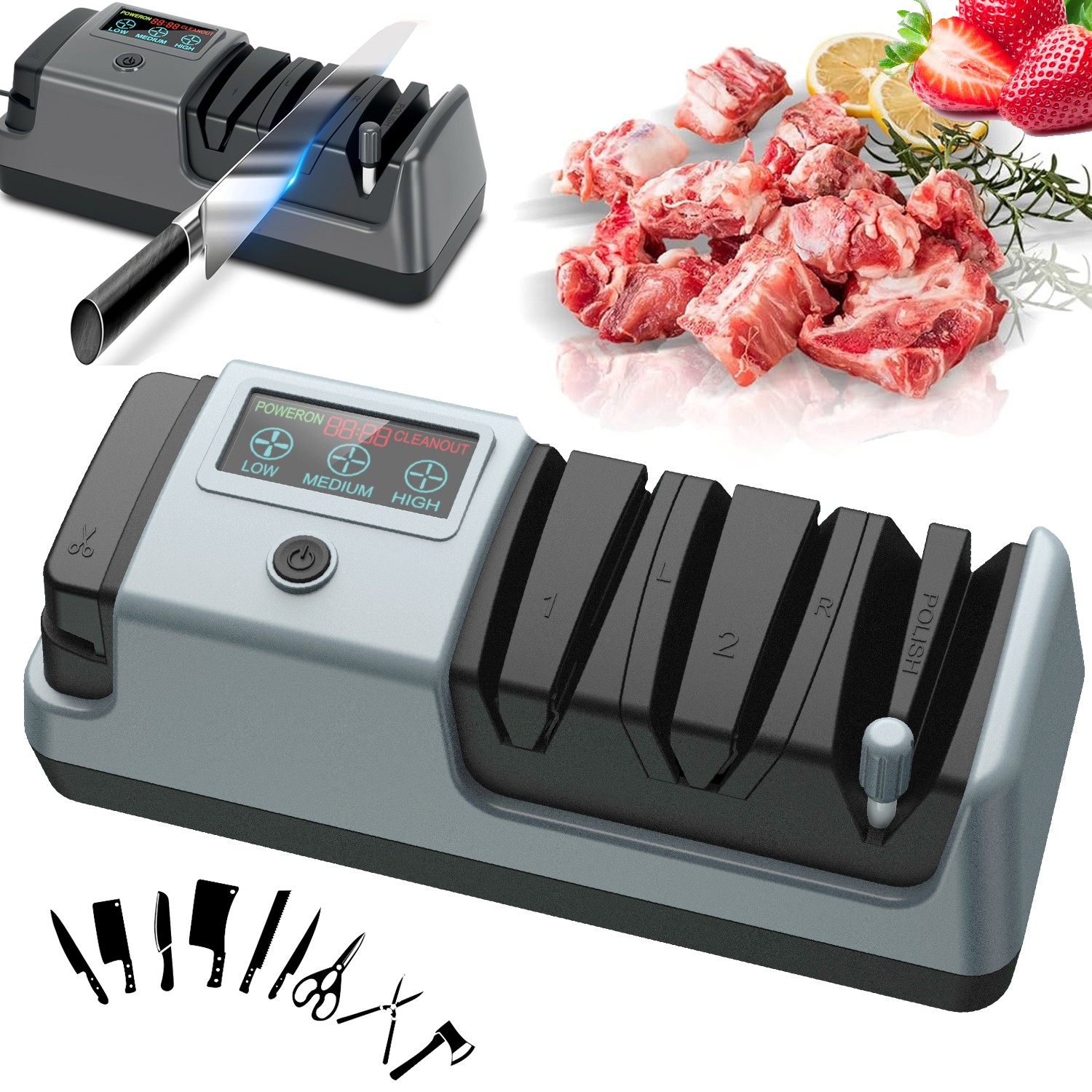 5 in 1 Electric Knife Sharpener-3 Rotational Speed Adjustable Knife Sharpener US