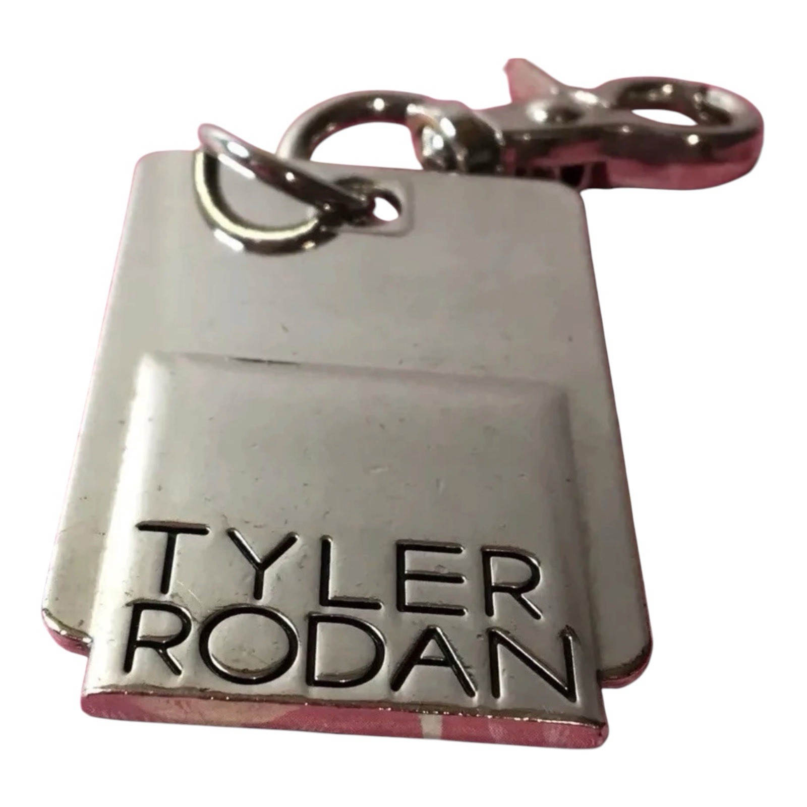 Tyler Rodan Metal Keychain Bag Charm Logo Silver Tone Key Fob
