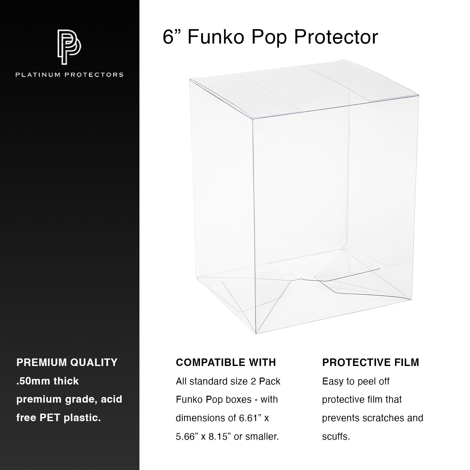 6" Pop Protector Case For Funko 6 Inch Boxes Vinyl Figures Extra Thick .50mm