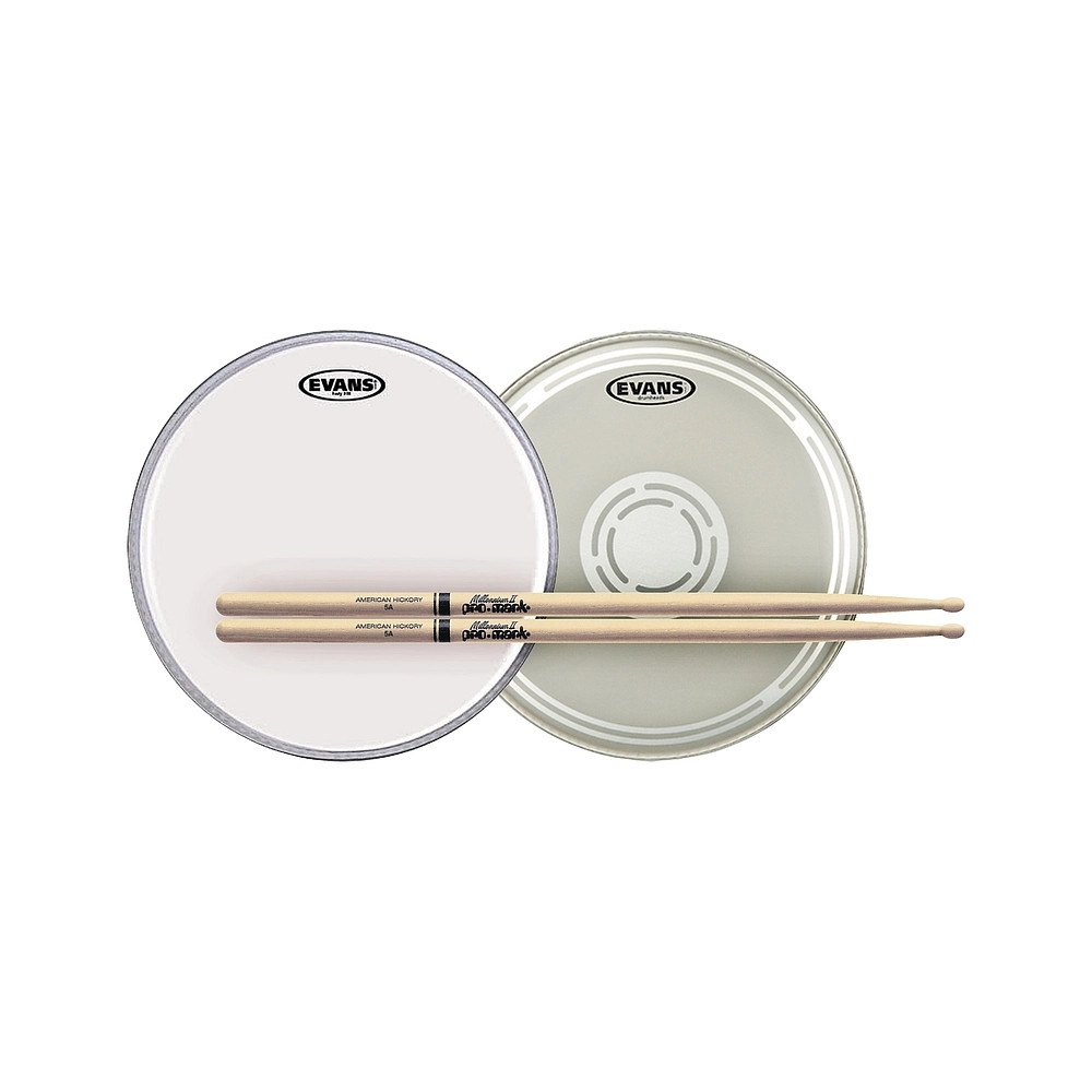 Evans EC Reverse Dot Snare BatterSnare Side Head Free Pair ProMark Sticks W 5A