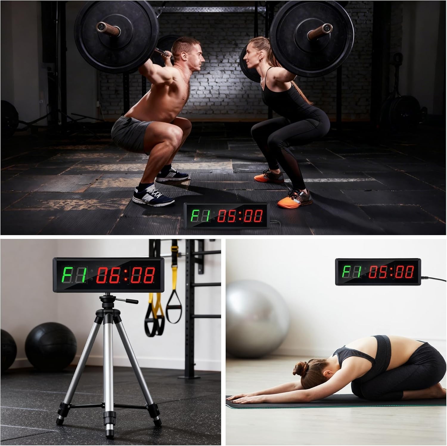 "Gym Clock Timer, Workout Clock with Seconds | 5 Display Modes | Remote "