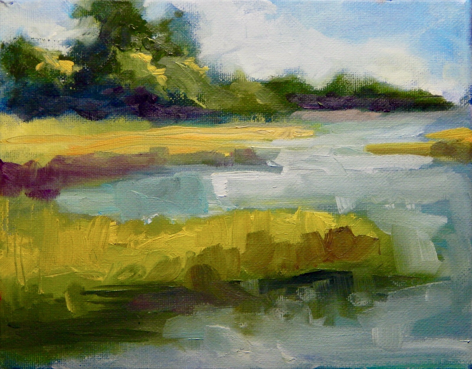 ACEO ATC Signed Print “Bradley Creek” Marsh Art Card Artist Trading Card