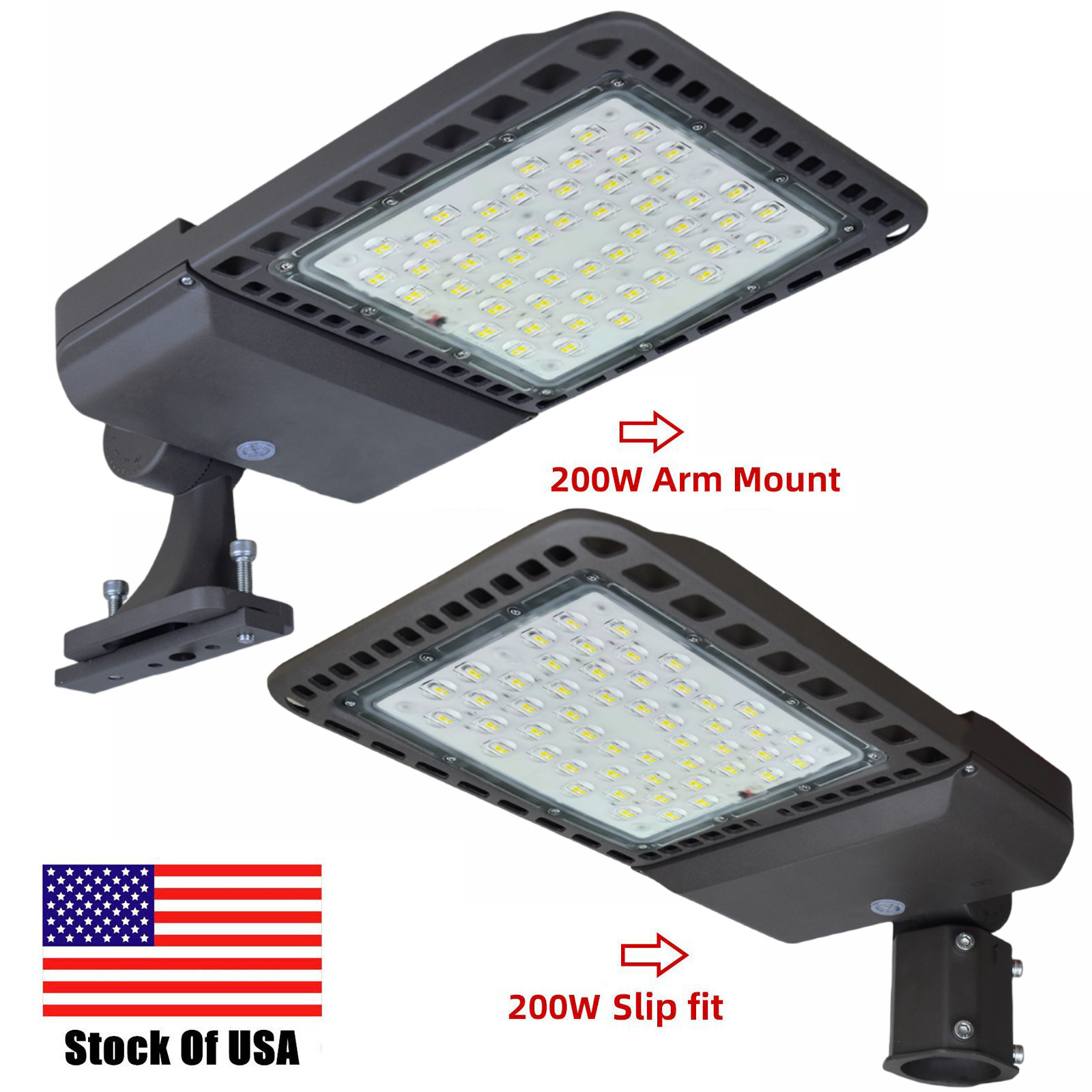 200W LED Parking Lot Lights, Shoebox Pole Street Light 100-277V, 5500K,Photocell