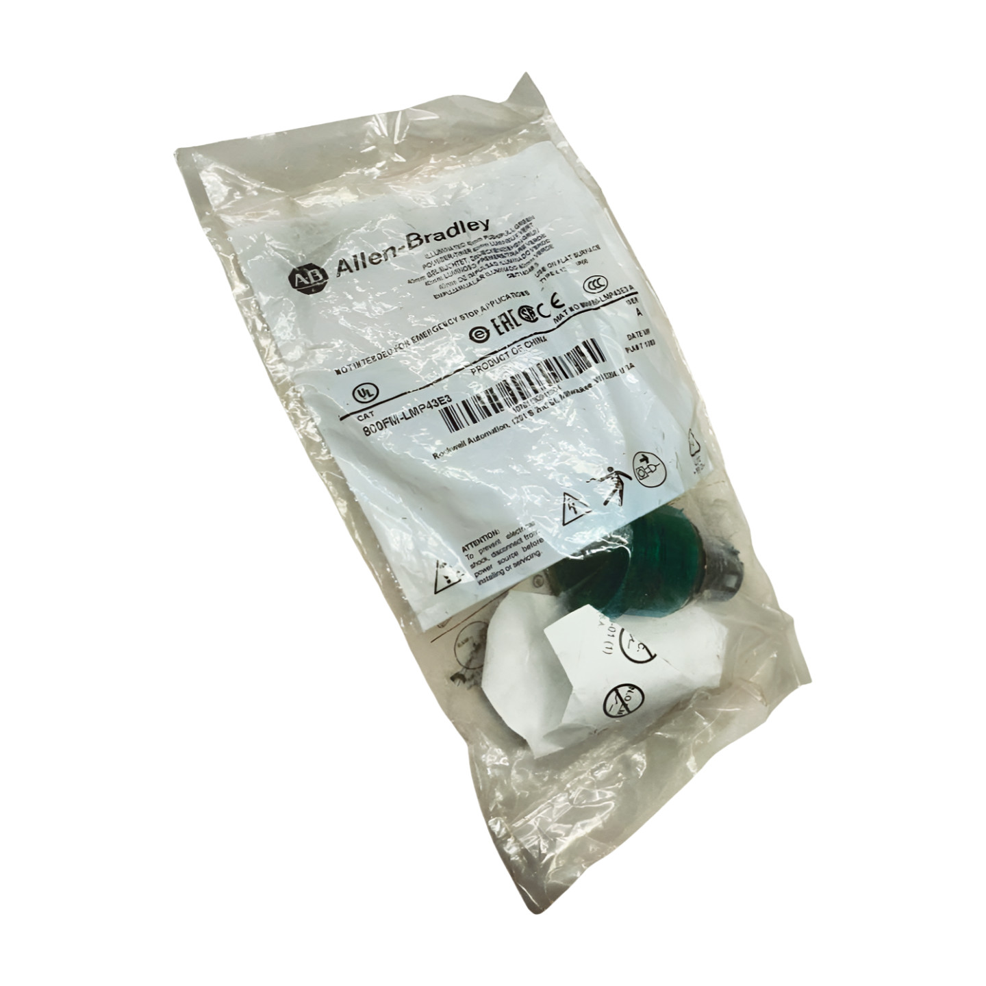 Allen-Bradley 800FM-LMP43E3 Green Illuminated 40mm Push/Pull Series A