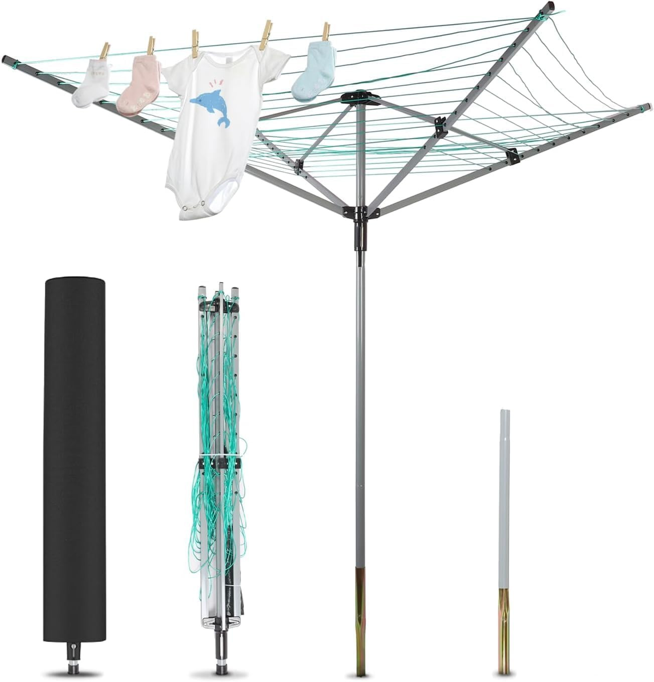 Umbrella Drying Rack Outdoor Umbrella Clothesline Rotary Retractable Clothes Lin