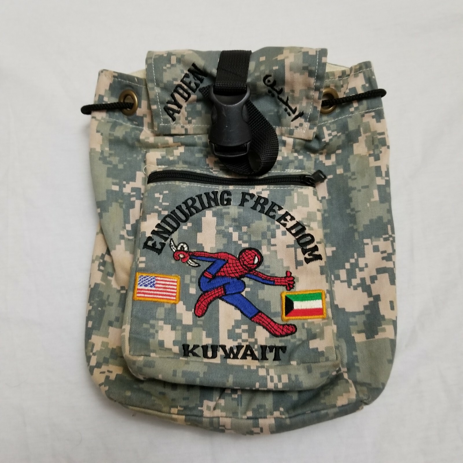VTG Spiderman Operation Enduring Freedom Souvenir Backpack Camo Military Army
