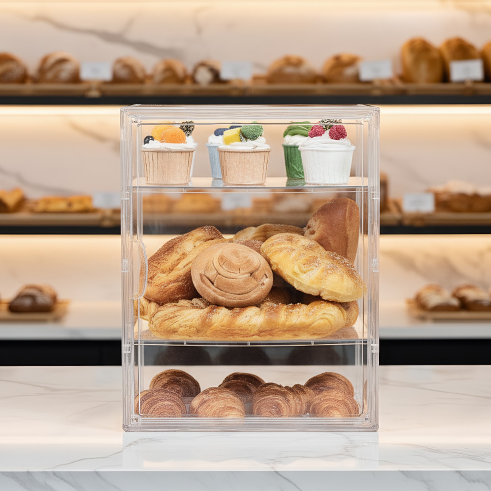 Stackable Storage Drawers Clear Acrylic Organizer Bathroom Make up (2 Partition)