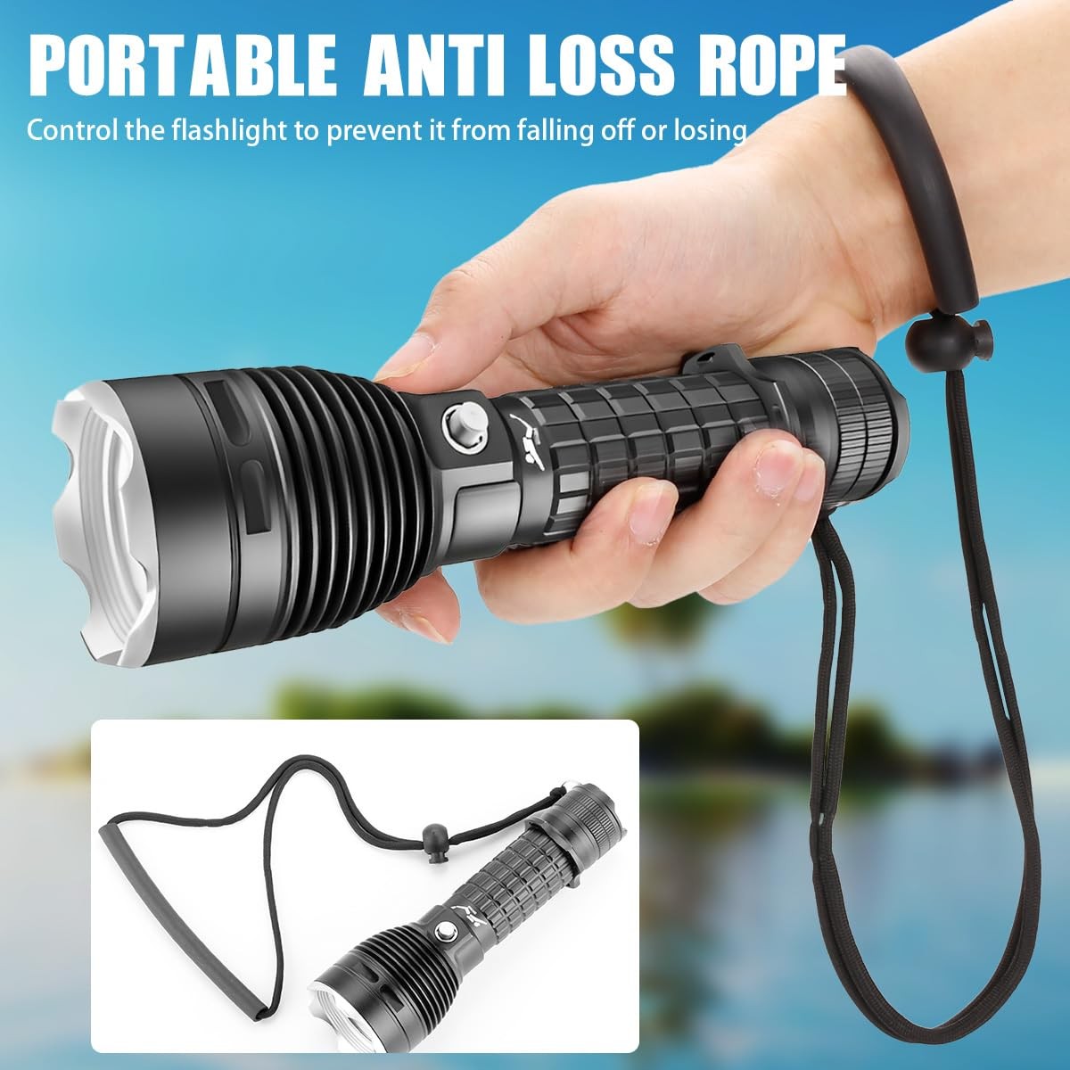 3000LM Waterproof Diving Flashlight IPX8 LED Scuba Light Rechargeable