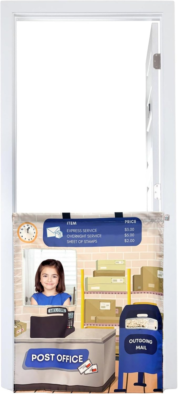 Adjustable Play Panel for Kids - Fun Post Office Theme with Door Pole