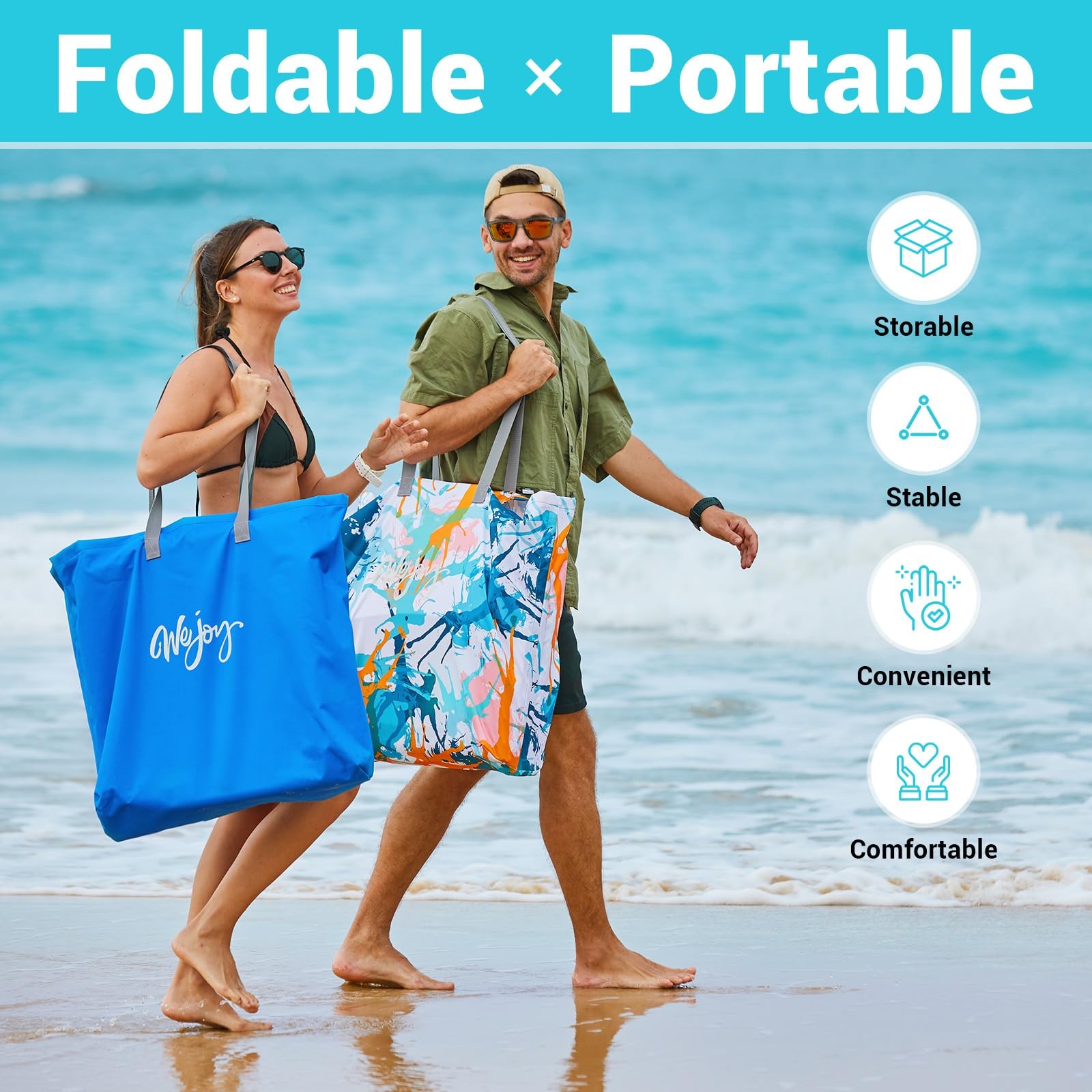 #WEJOY 2 Beach Chairs and Table Set Lightweight & Folding Backpack Beach Chai...