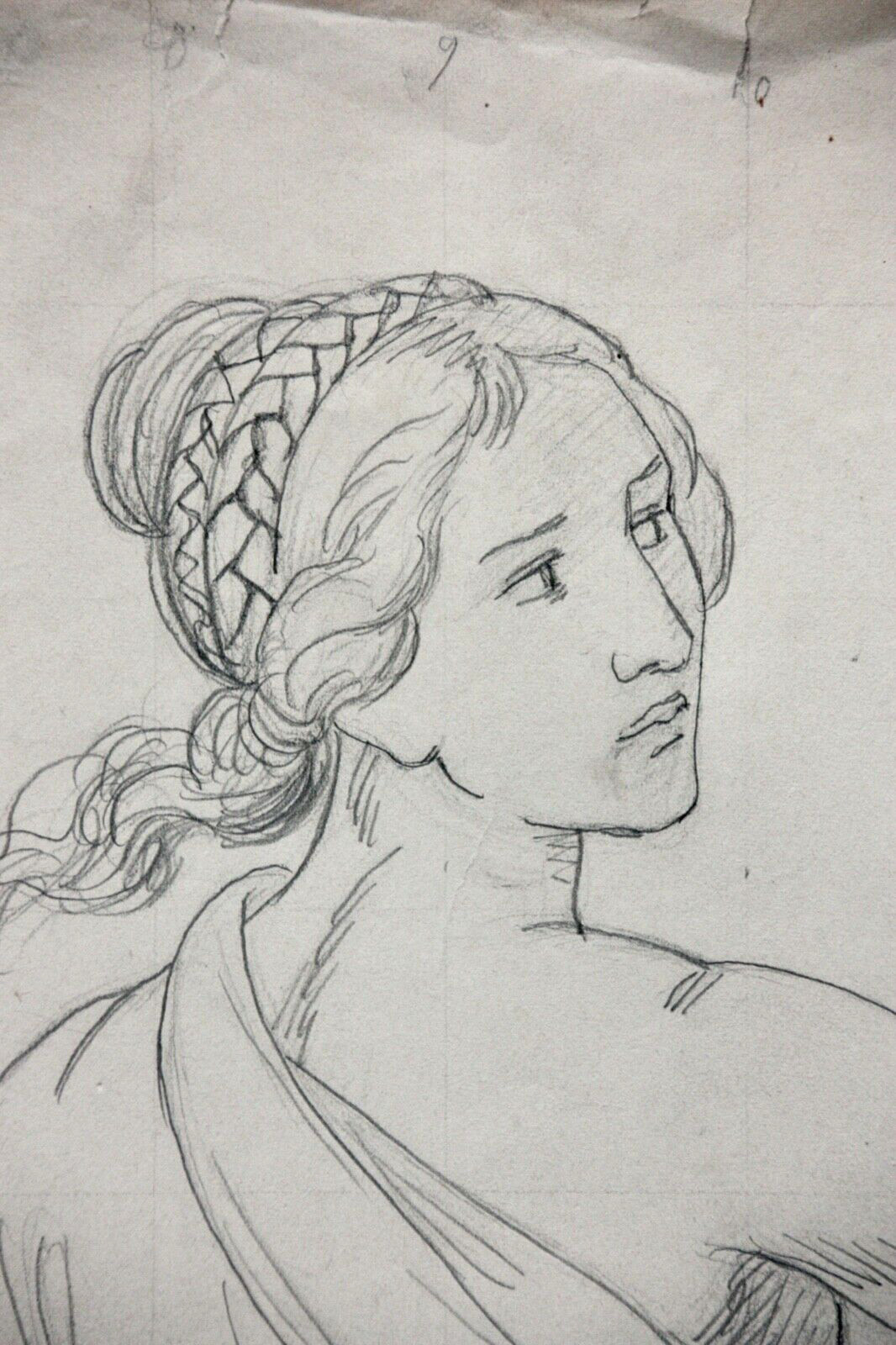 Female Allegory, Dancer, Classicist Drawing Squared 19th century